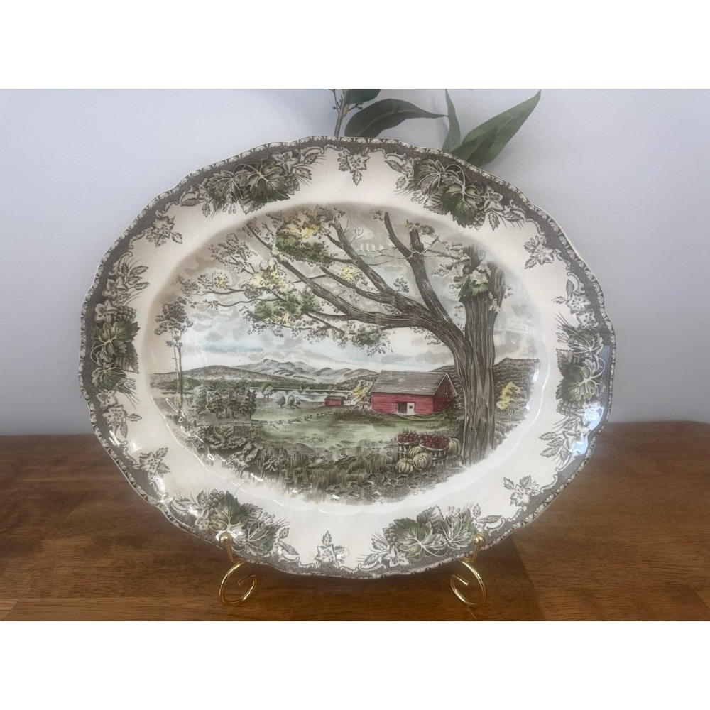 Vintage‎ Johnson Bros The Friendly Village Harvest Time Oval Serving Platter